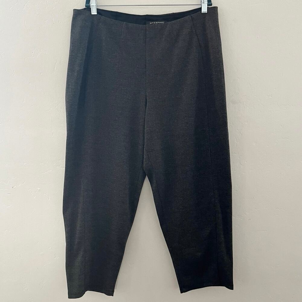 Liverpool Pants Women's 20W Gray Knit Herringbone Trouser Pull-On Stretch Crop